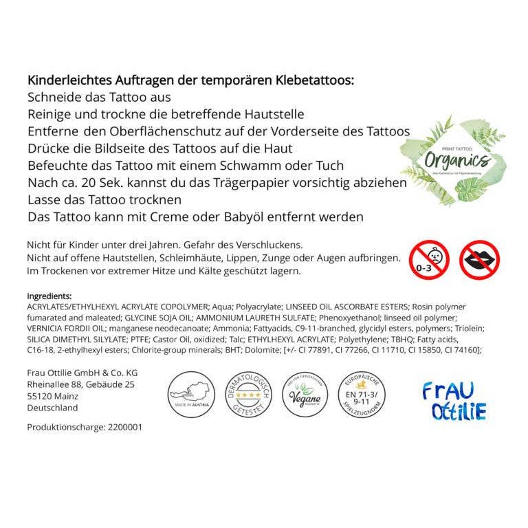 Frau Ottilie Kindertattoos *Wilde Tiere*