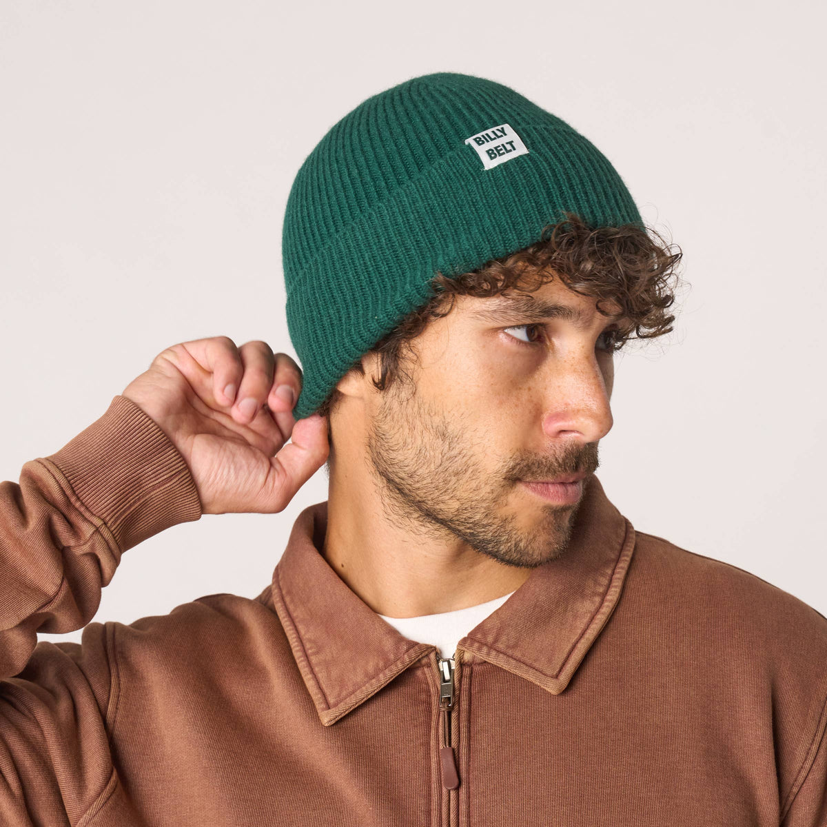 BillyBelt Beanie aus Lammwolle - Meliertes Englischgrün