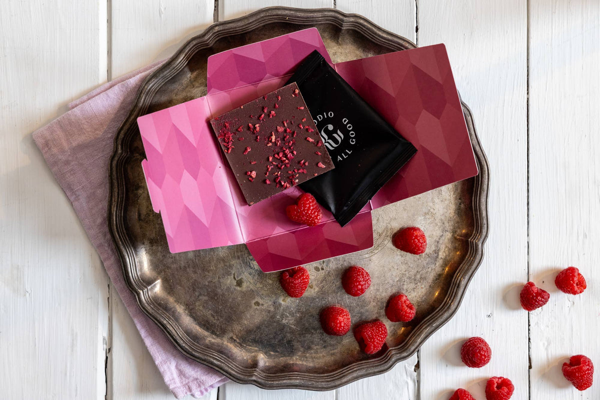 Goodio vegane Himbeerschokolade 49% Bio