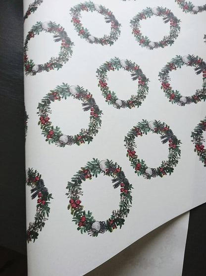 My Designpicture Geschenkpapier mit Weihnachtskranz, weiß
