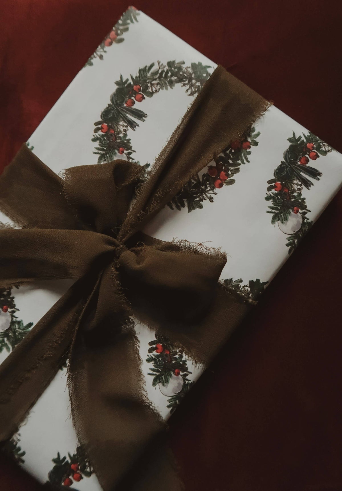 My Designpicture Geschenkpapier mit Weihnachtskranz, weiß