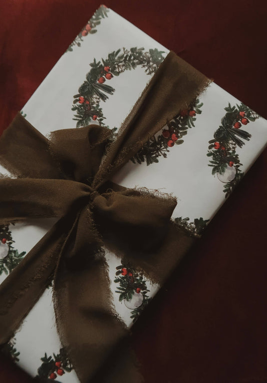 My Designpicture Geschenkpapier mit Weihnachtskranz, weiß
