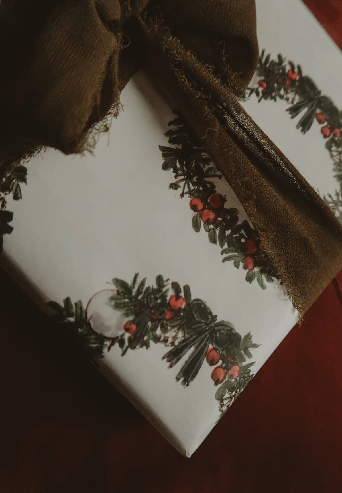 My Designpicture Geschenkpapier mit Weihnachtskranz, weiß
