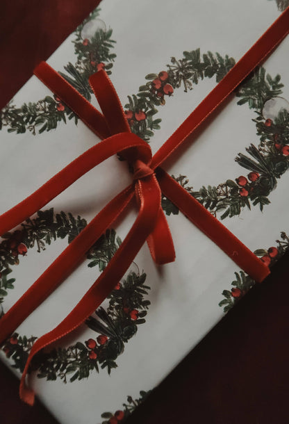 My Designpicture Geschenkpapier mit Weihnachtskranz, weiß