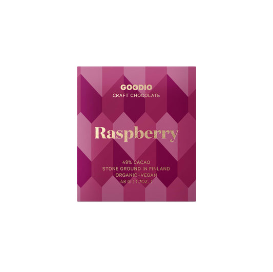 Goodio vegane Himbeerschokolade 49% Bio