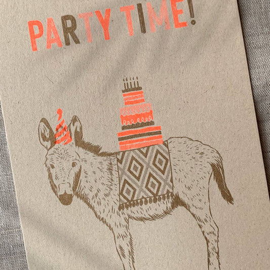 Postkarte / Esel / Party time!
