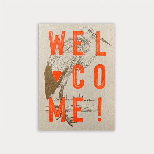 Postkarte zur Geburt / Typo / Welcome!