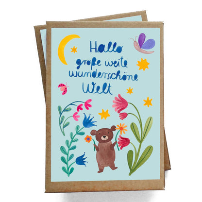 Frau Ottilie Baby Meilensteinkarten "Hallo Welt"