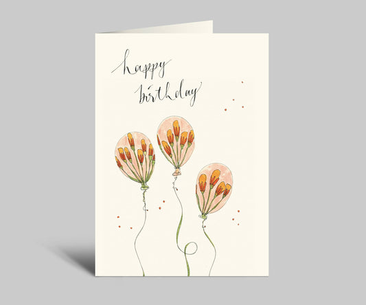 Geburtstagskarte | Ballons mit Blumenmuster | Happy Birthday
