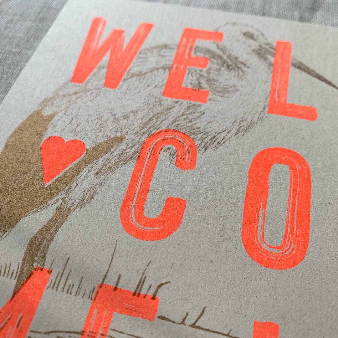 Postkarte zur Geburt / Typo / Welcome!