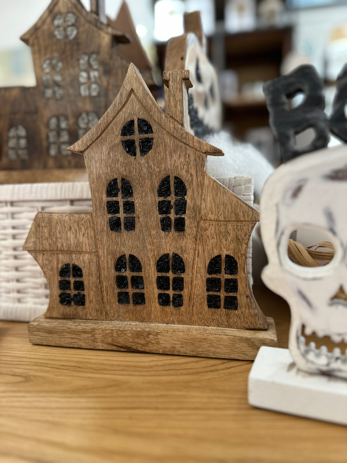 Halloween Holz-Deko Hexenhaus