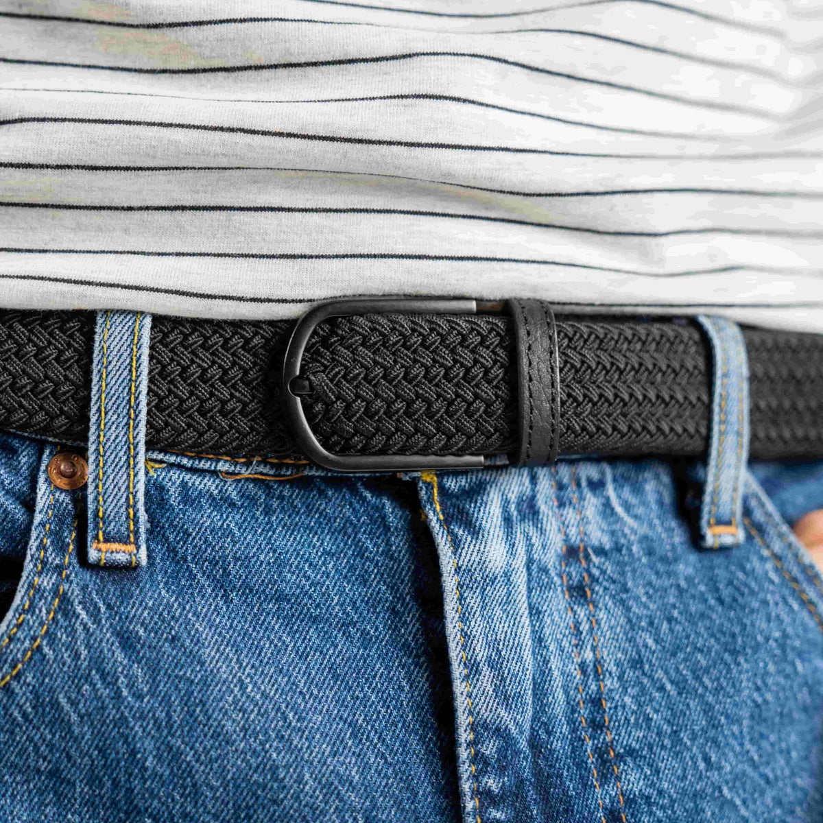 BillyBelt elastischer Flechtgürtel Schwarz