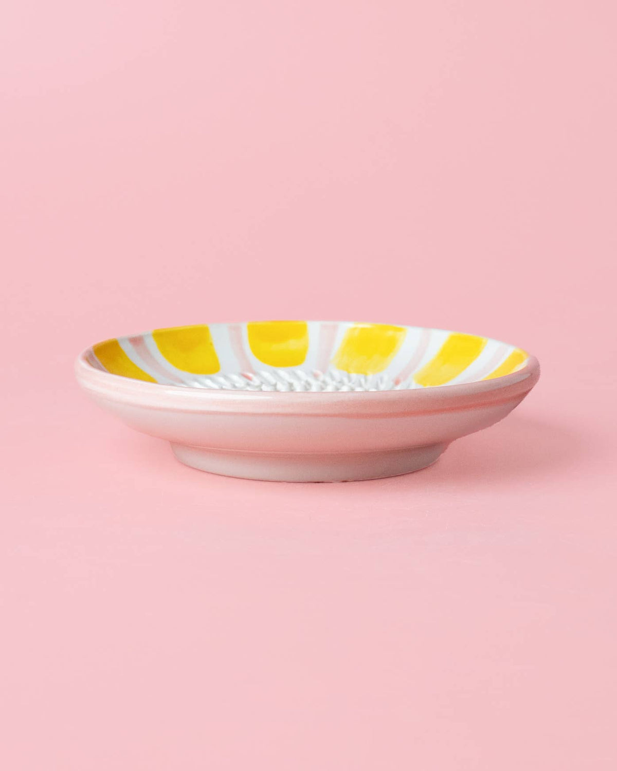 Tierra Cocida Keramik-Knoblauchreibeplatte – klein, pink & gelb – Valentina