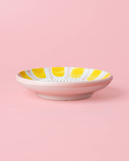 Tierra Cocida Keramik-Knoblauchreibeplatte – klein, pink & gelb – Valentina
