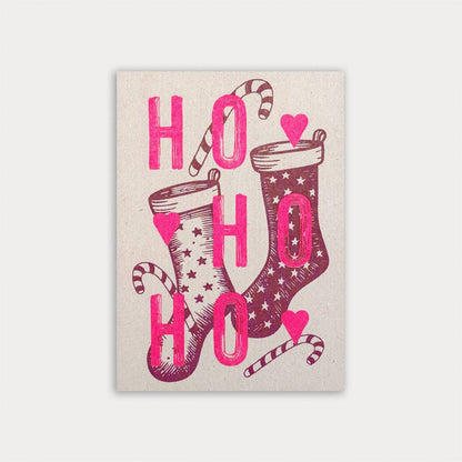 Postkarte / Typo / Ho Ho Ho / Risographie
