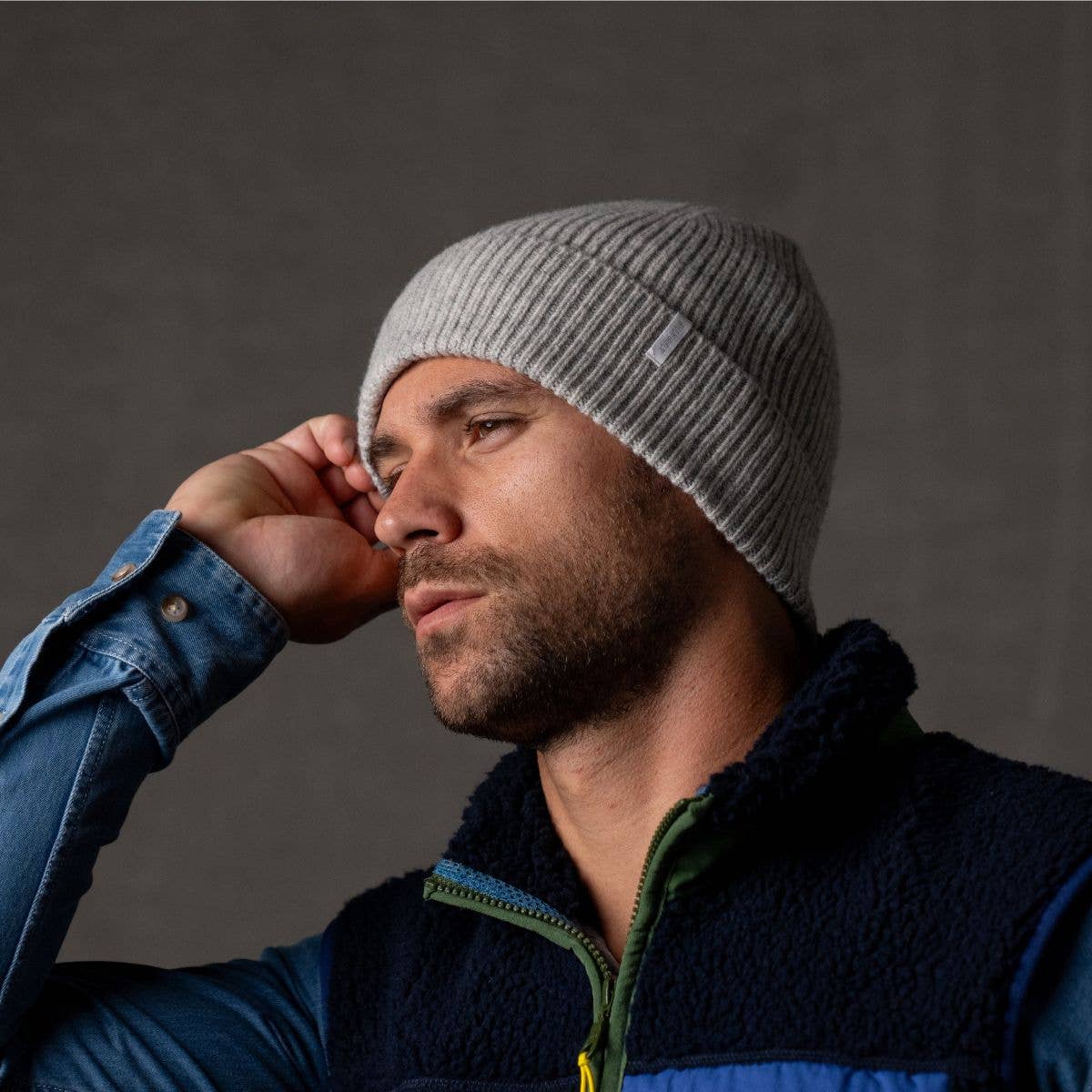BillyBelt Beanie aus Lammwolle grau