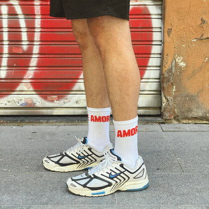 NAVUCKO Socken AMORE, Farbe Rot/Weiß