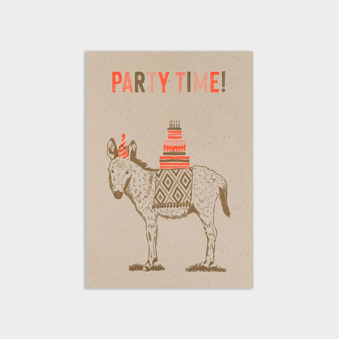 Postkarte / Esel / Party time!