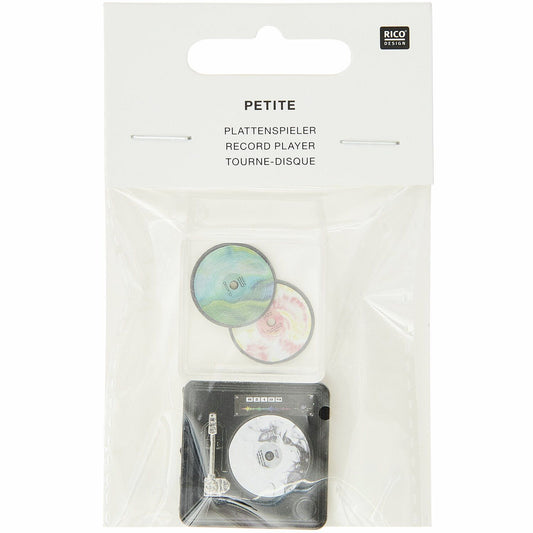 Rico Design Miniatur Plattenspieler mit Schallplatten